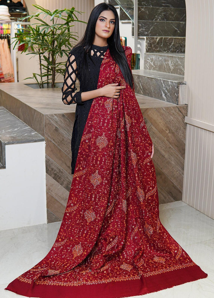 Sanaulla Exclusive Range  Pashmina  Shawls AKP-03 Red 03 - Pashmina Shawls