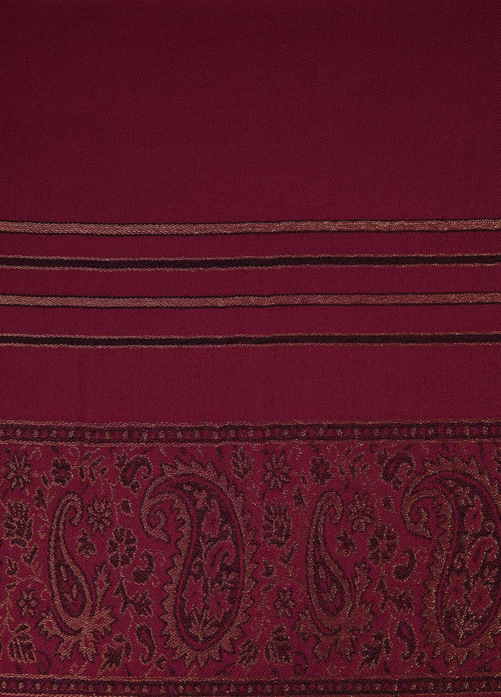 Sanaulla Exclusive Range  Pashmina  Shawls Moon Light Zarri Pasily Palla C KPS-55 Rust - Pashmina Shawls