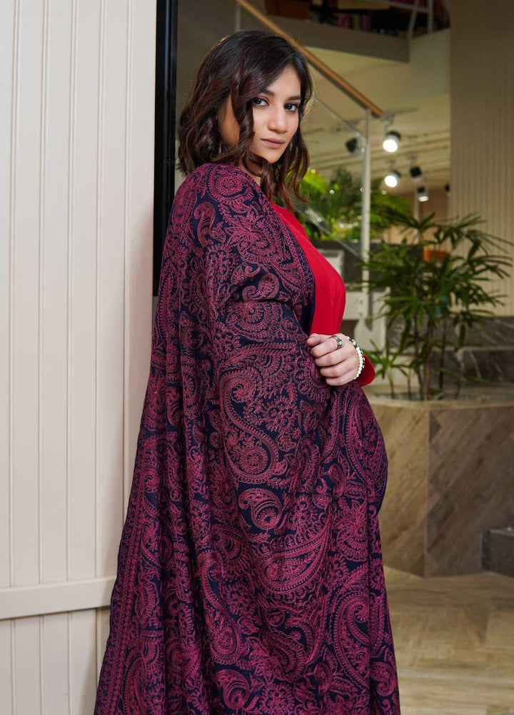 Sanaulla Exclusive Range  Pashmina  Shawls Zarri Nalki Pasily Jaal AD KPS-43 Blue02 - Pashmina Shawls