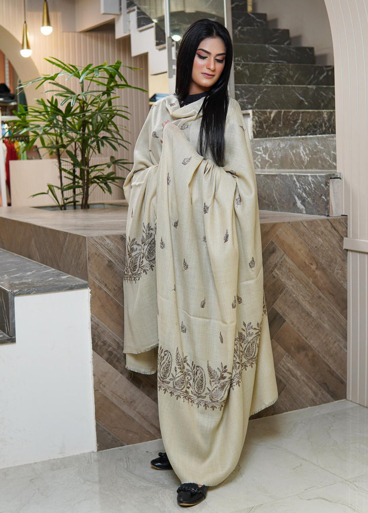 Sanaulla Exclusive Range  Pashmina  Shawls AKP-16 Fawn 02 - Pashmina Shawls