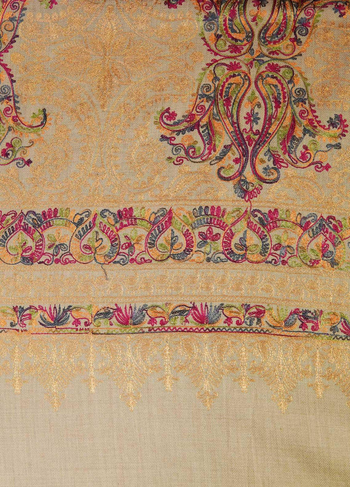 Sanaulla Exclusive Range  Pashmina  Shawls MAMA-22 Fawn-1 - Pashmina Shawls