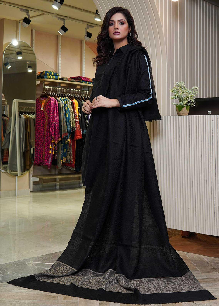 Sanaulla Exclusive Range  Pashmina  Shawls AKP-08 Black 02 - Pashmina Shawls