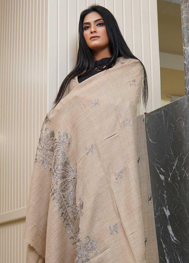 Sanaulla Exclusive Range  Pashmina  Shawls AKP-16 Brown 03 - Pashmina Shawls