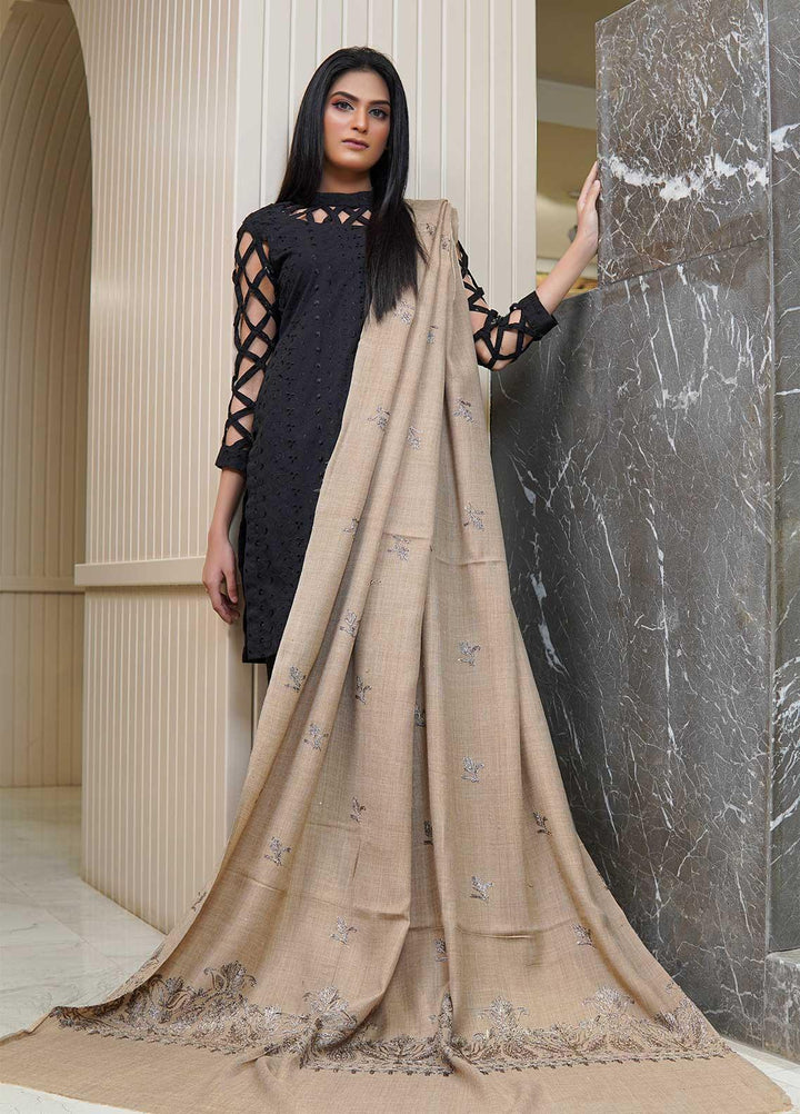 Sanaulla Exclusive Range  Pashmina  Shawls AKP-16 Brown 03 - Pashmina Shawls