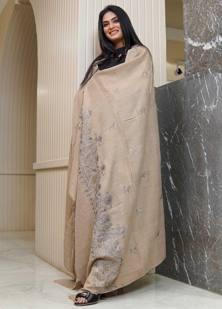 Sanaulla Exclusive Range  Pashmina  Shawls AKP-16 Brown 03 - Pashmina Shawls