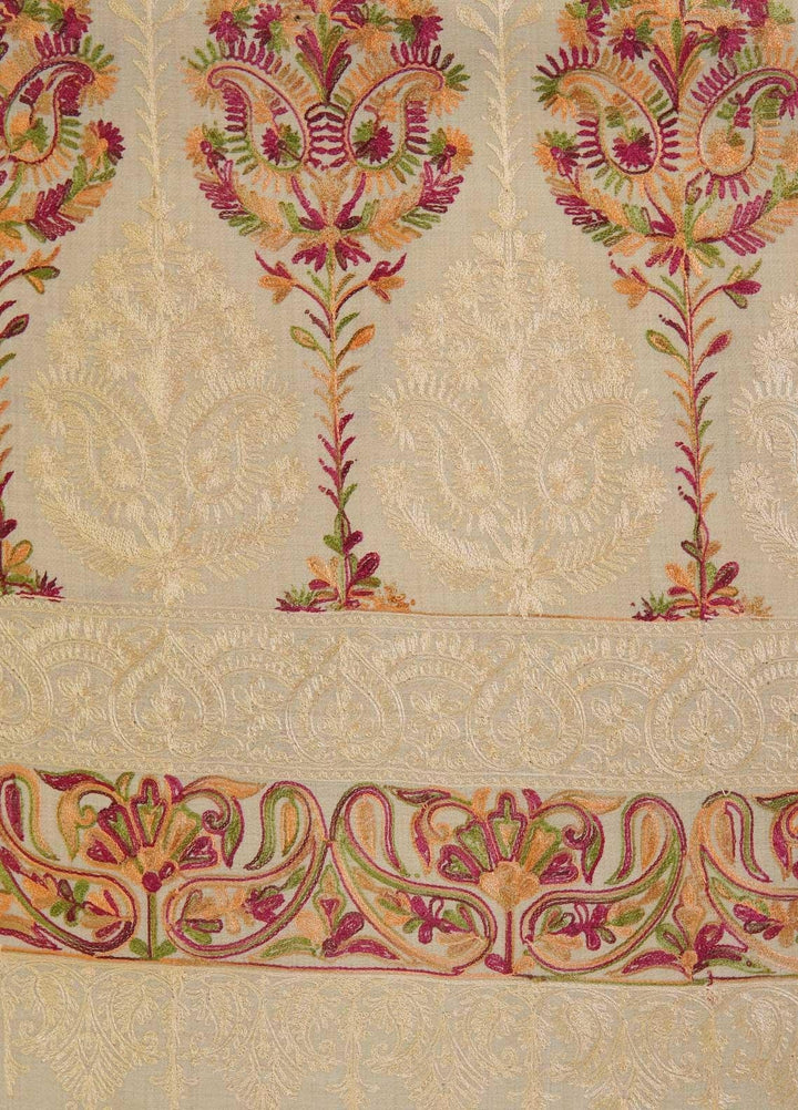 Sanaulla Exclusive Range  Pashmina  Shawls MAMA-22 Beige-3 - Pashmina Shawls