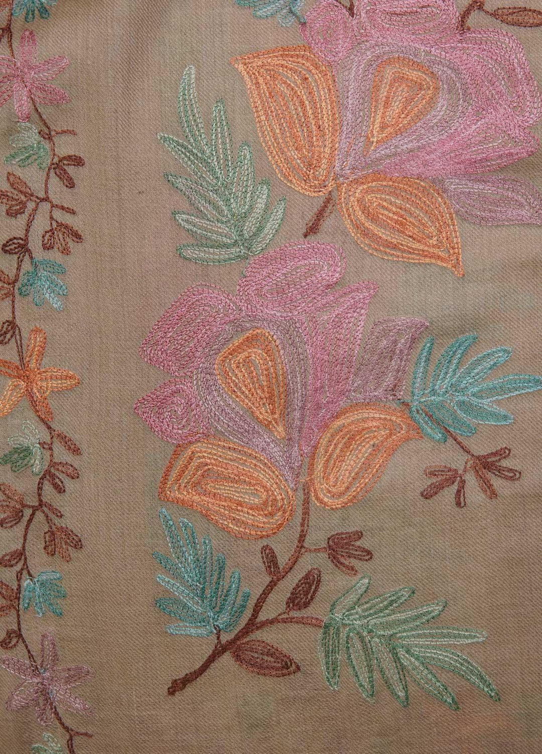 Sanaulla Exclusive Range  Pashmina  Shawls MAMA-27 Brown-1 - Pashmina Shawls