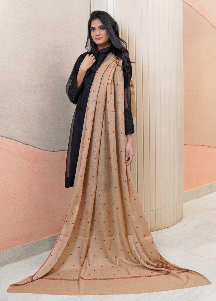 Sanaulla Exclusive Range  Pashmina  Shawls MAMA-29 Fawn-6 - Pashmina Shawls