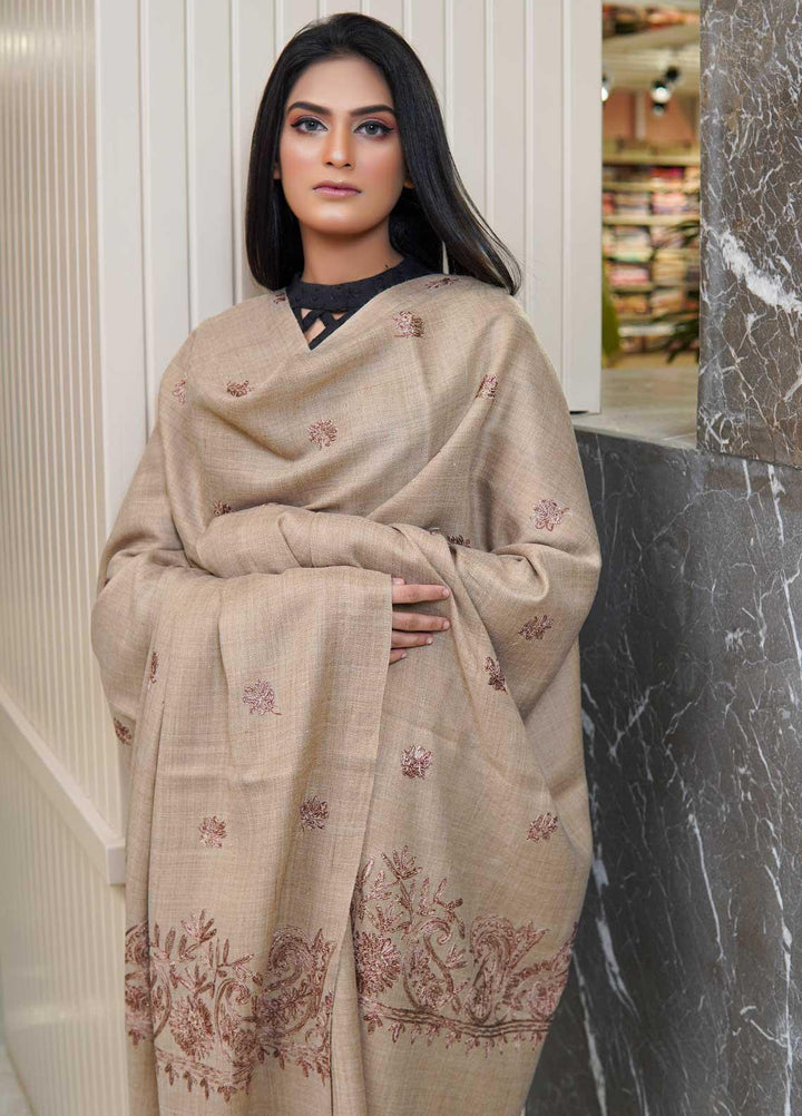 Sanaulla Exclusive Range  Pashmina  Shawls AKP-16 Brown 04 - Pashmina Shawls