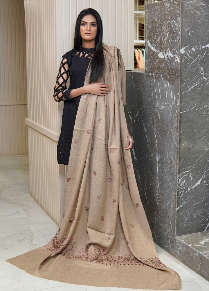 Sanaulla Exclusive Range  Pashmina  Shawls AKP-16 Brown 04 - Pashmina Shawls