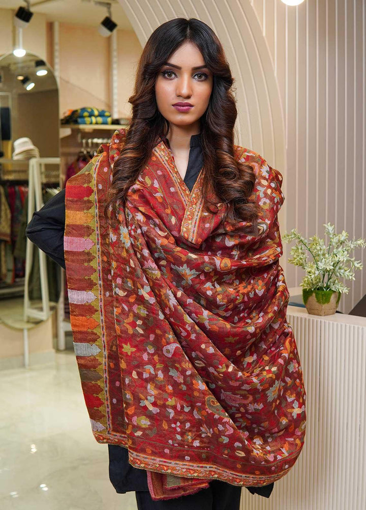 Sanaulla Exclusive Range  Pashmina  Shawls MAMA-02 Brown-1 - Pashmina Shawls