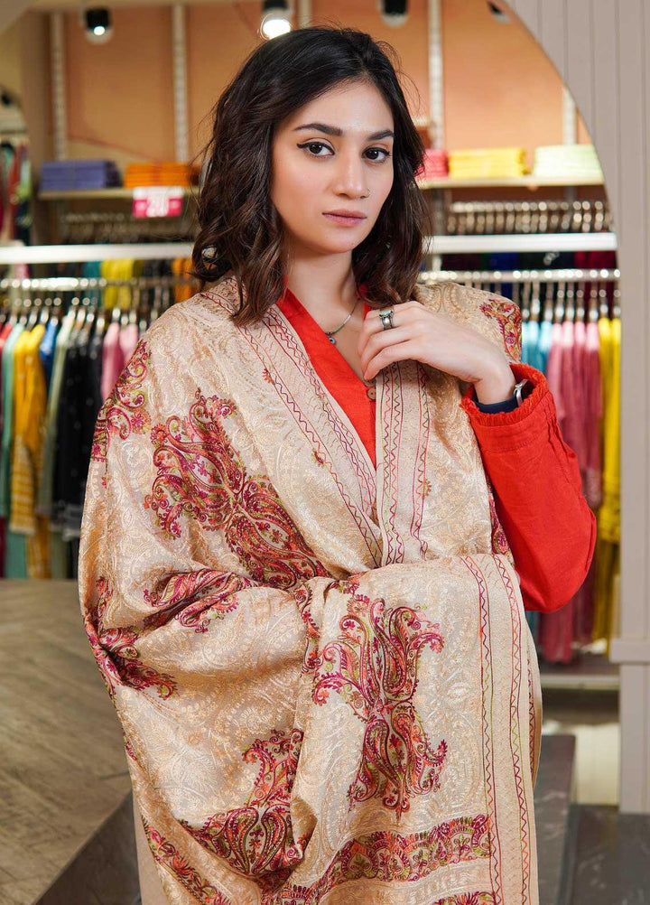 Sanaulla Exclusive Range  Pashmina  Shawls MAMA-22 Beige-5 - Pashmina Shawls