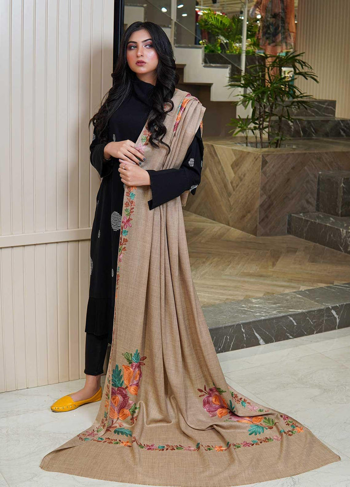 Sanaulla Exclusive Range  Pashmina  Shawls MAMA-27 Brown-2 - Pashmina Shawls