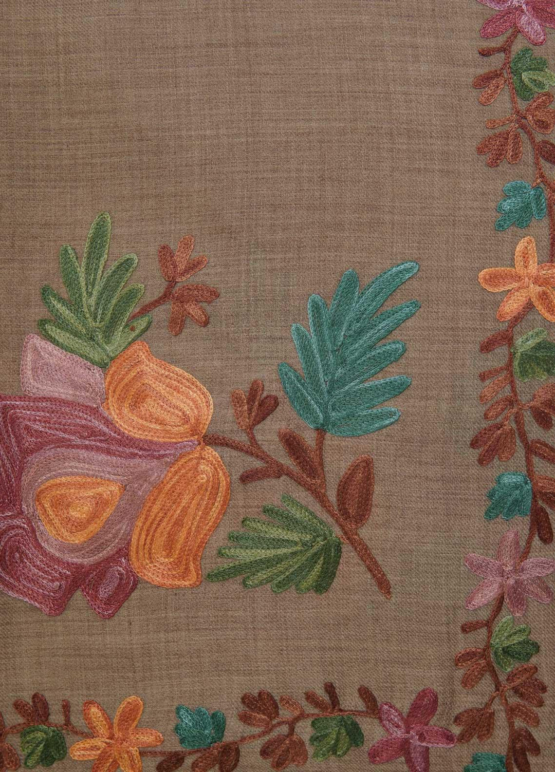 Sanaulla Exclusive Range  Pashmina  Shawls MAMA-27 Brown-2 - Pashmina Shawls