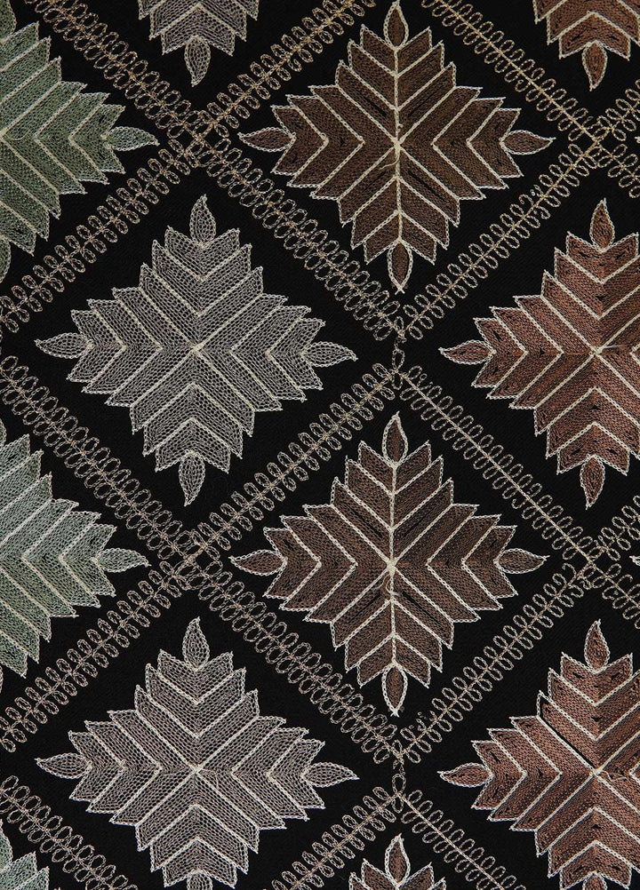 Sanaulla Exclusive Range  Pashmina  Shawls Zarri Nalki Pasily Jaal AD KPS-43 Black - Pashmina Shawls