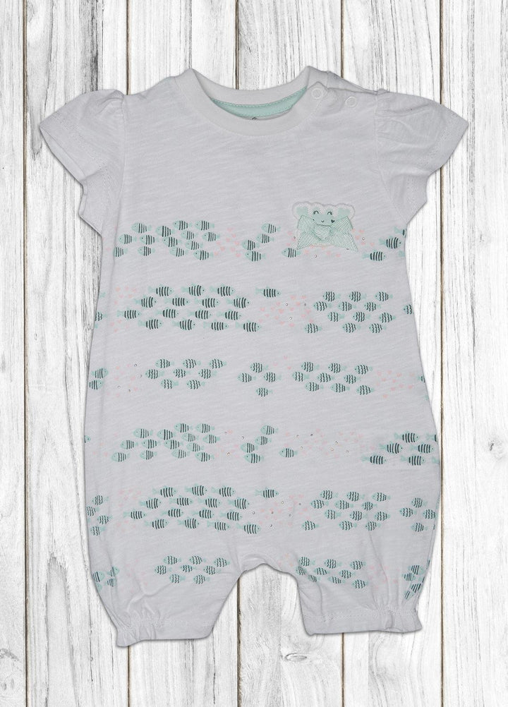 Sanaulla Exclusive Range Cotton Fancy Romper for Kids -  2243 White