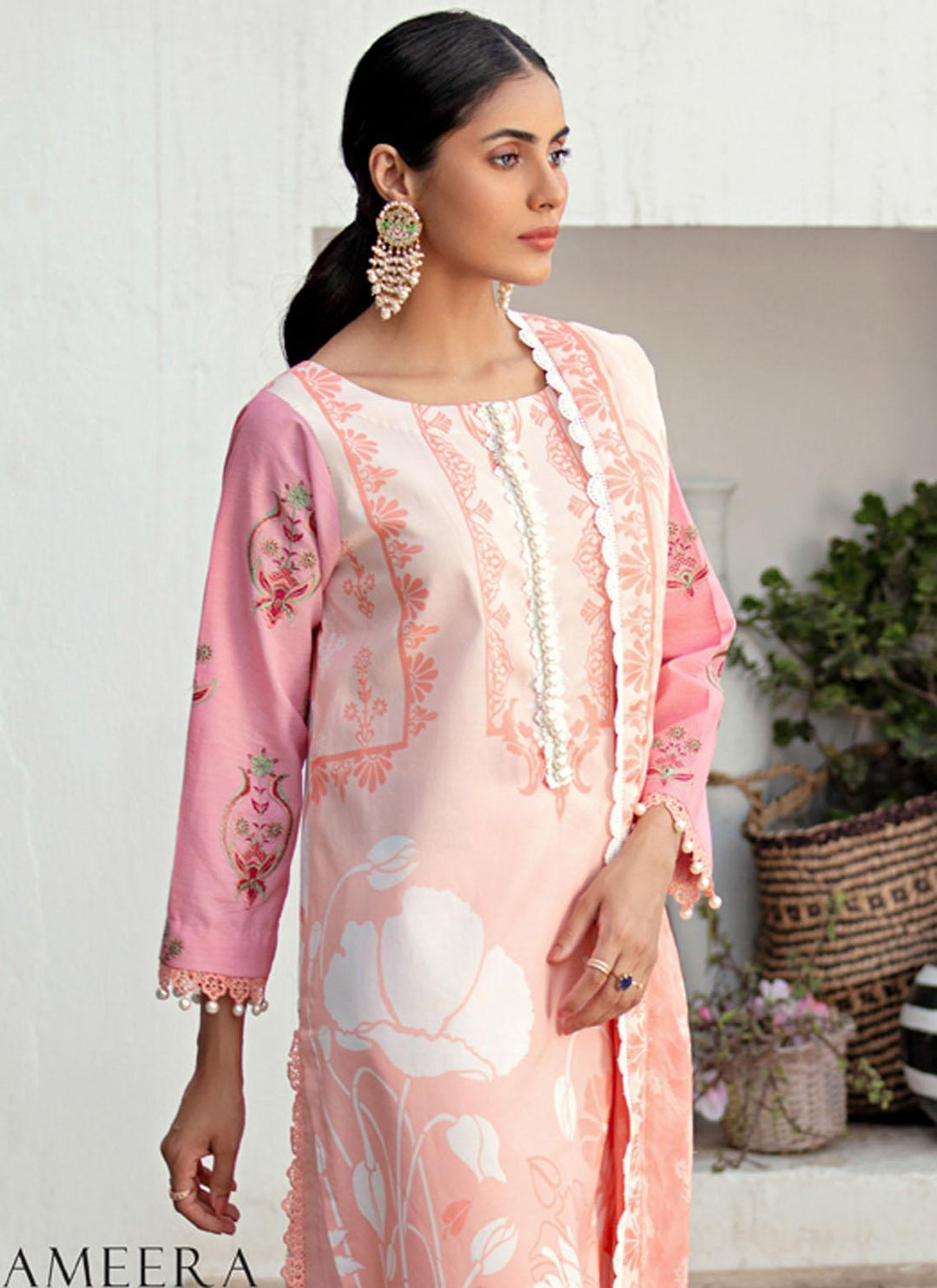 Sanaya Embroidered Lawn Suits Unstitched 3 Piece SNY21L Ameera - Luxury Collection
