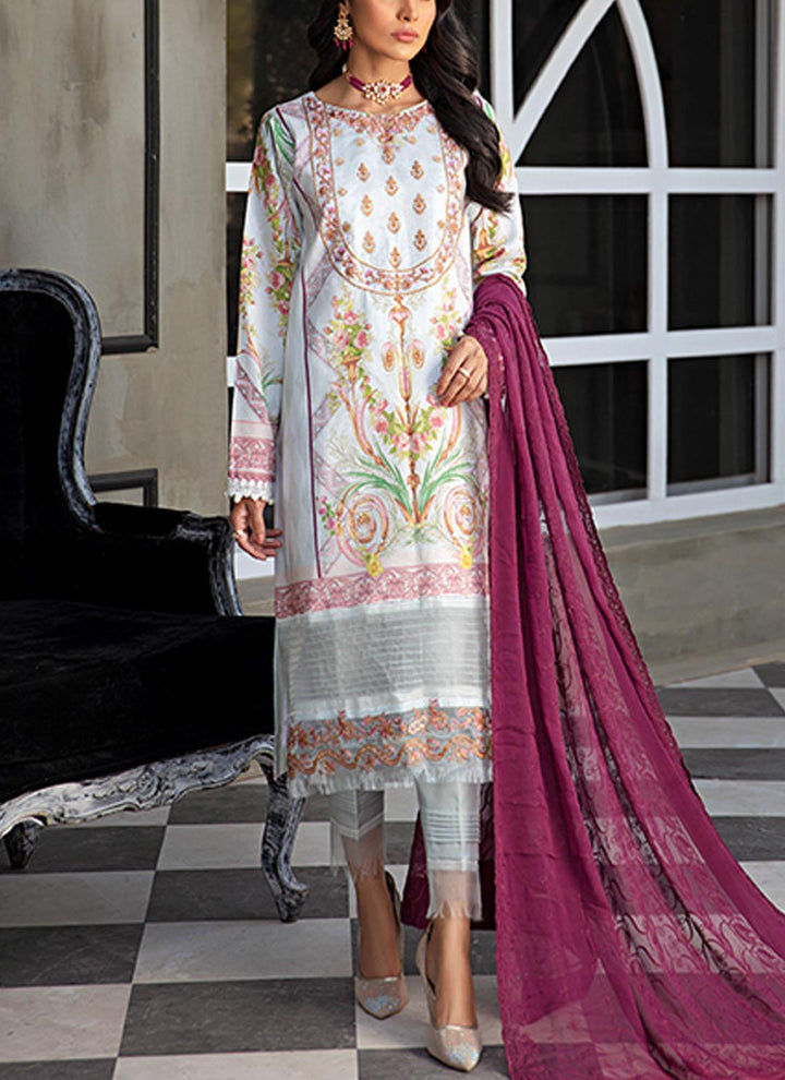 Sanaya Embroidered Lawn Suits Unstitched 3 Piece SNY21L Arona - Luxury Collection