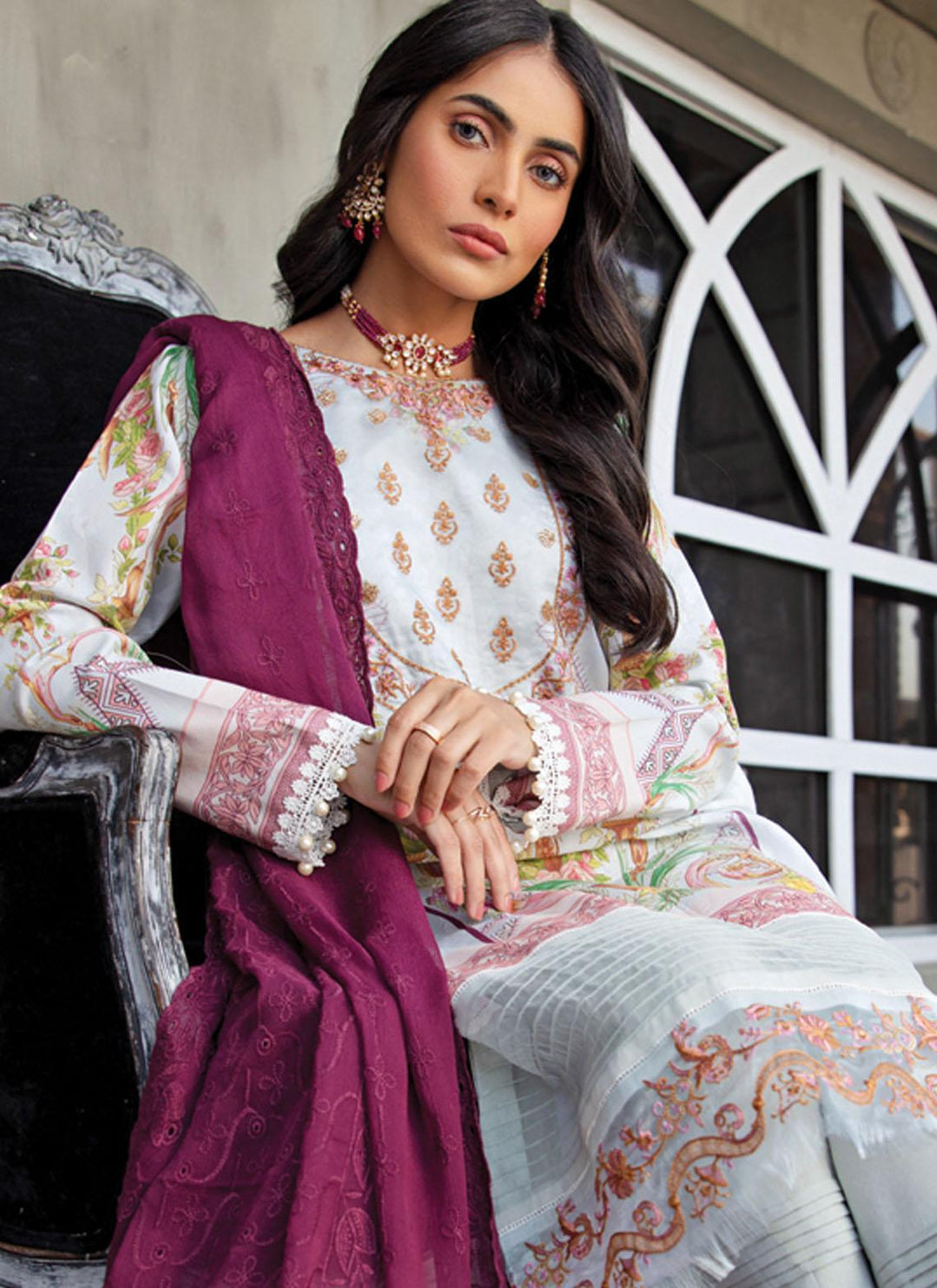 Sanaya Embroidered Lawn Suits Unstitched 3 Piece SNY21L Arona - Luxury Collection