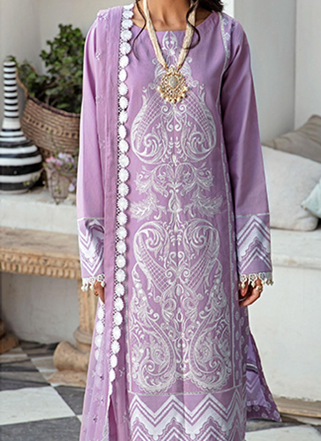 Sanaya Embroidered Lawn Suits Unstitched 3 Piece SNY21L Rema - Luxury Collection