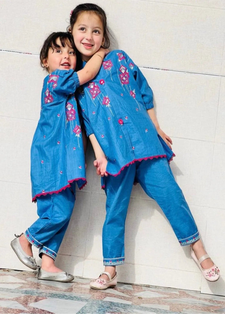 Sania Khan Pret Embroidered khaddar 2 Piece Suit Khaddar Blue