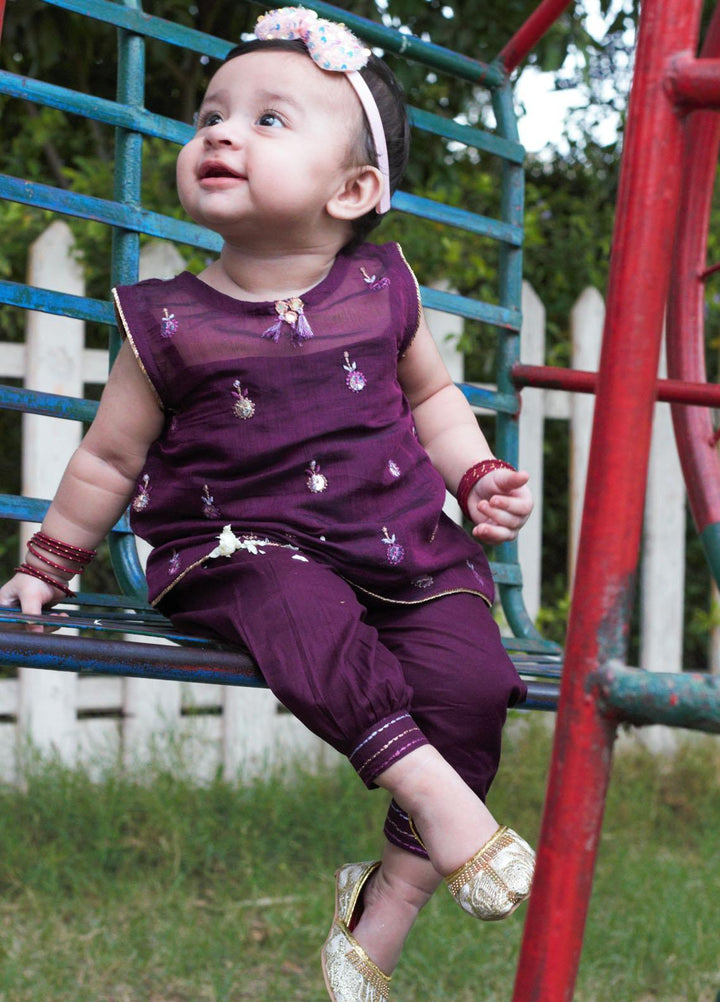 Sania Khan Cotton Fancy 2 Piece Suit for Kids -  B-01 Purple