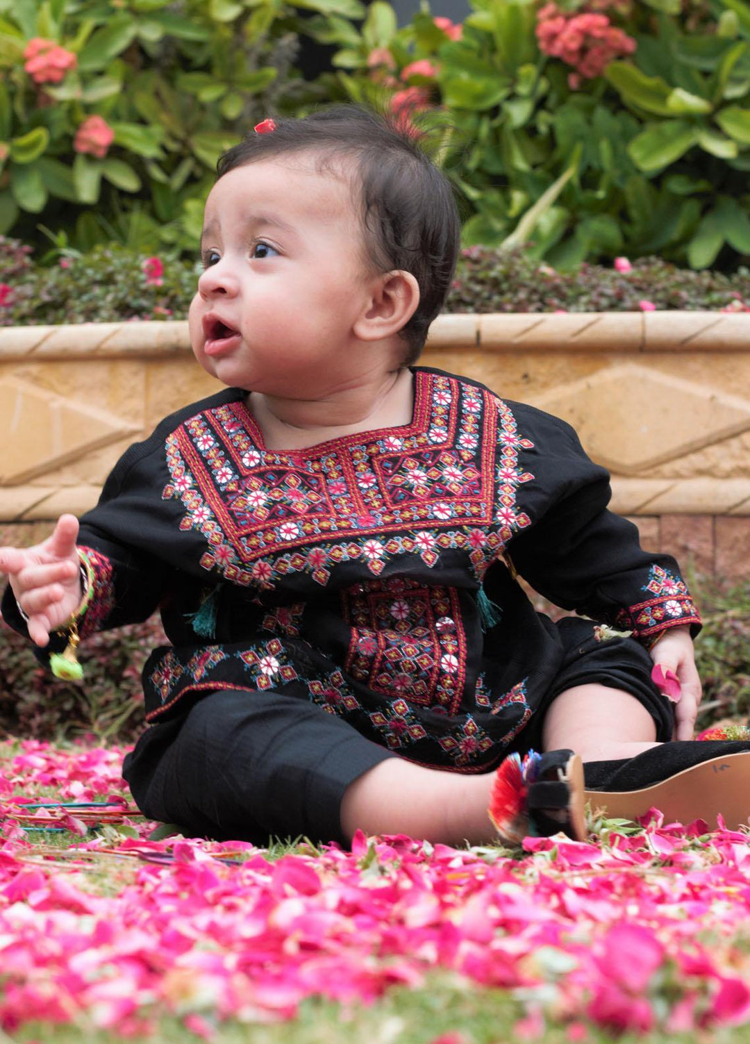 Sania Khan Chiffon Fancy 2 Piece Suit for Kids -  B-03 Black