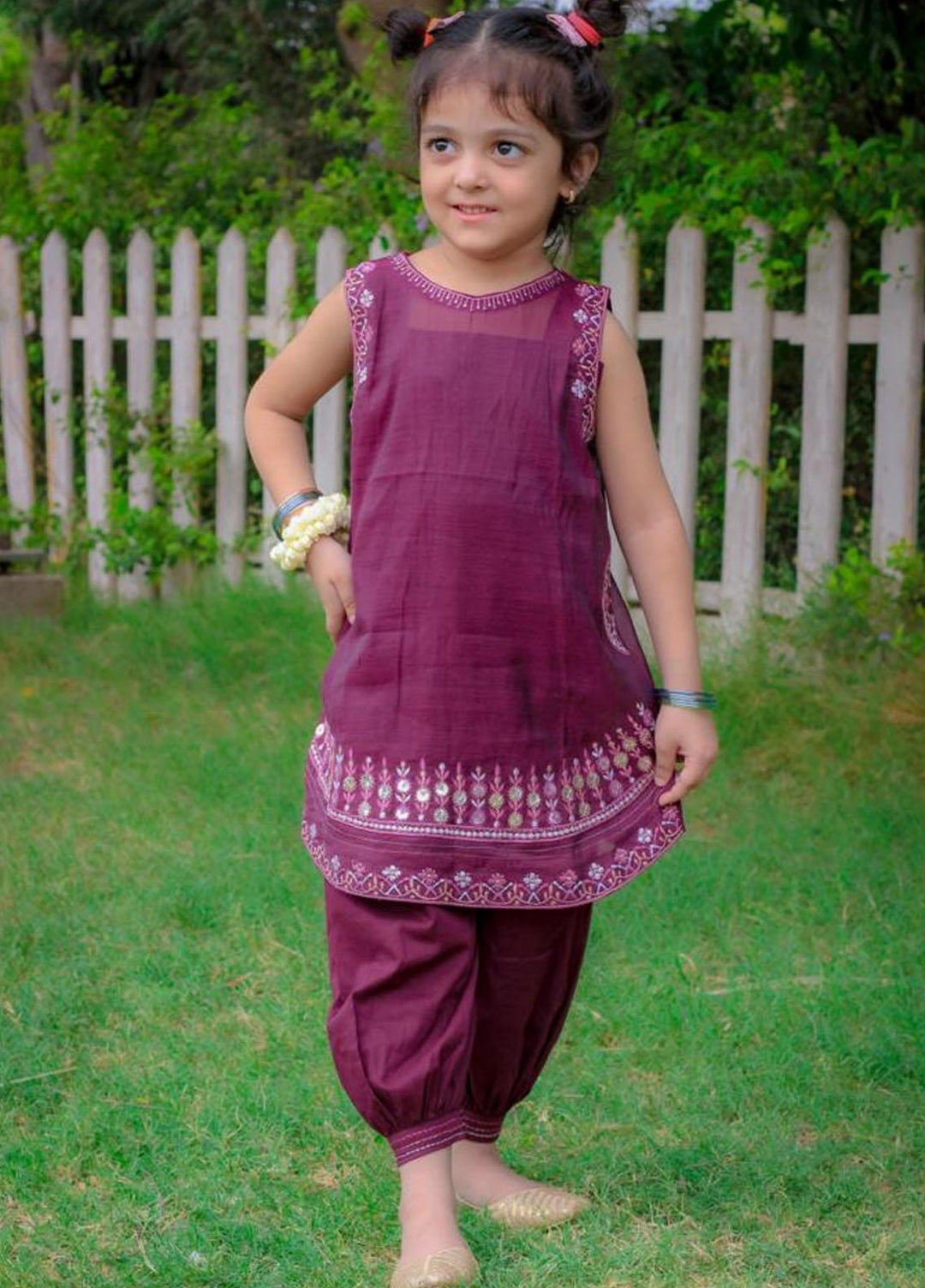 Sania Khan Cotton Fancy 2 Piece Suit for Kids -  K-01 Purple