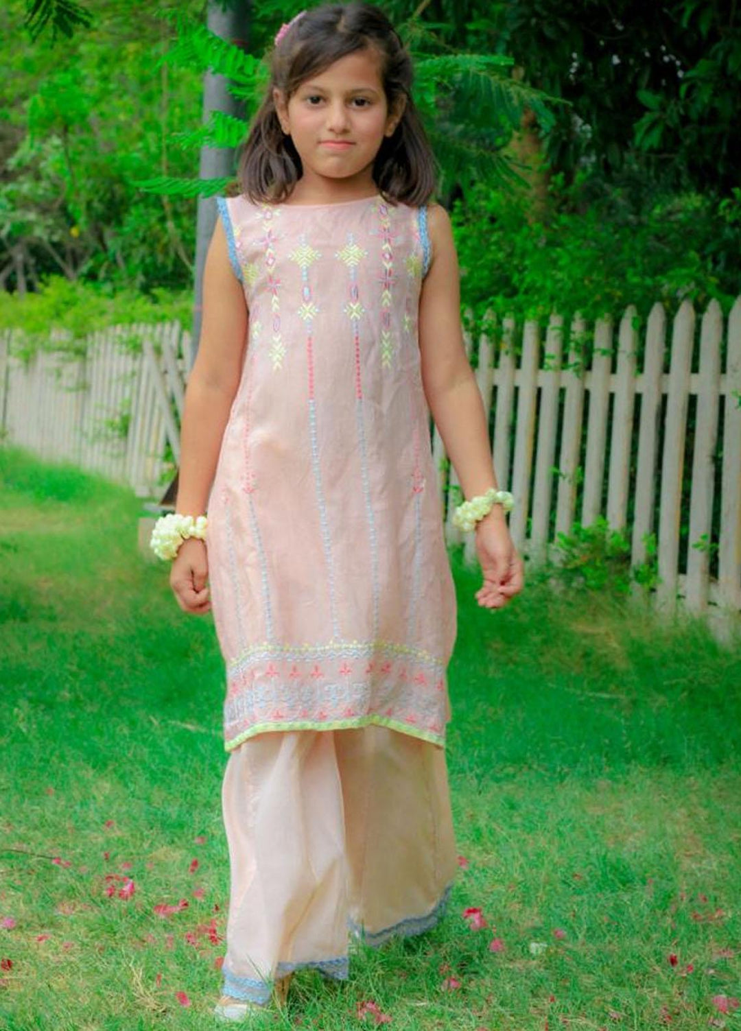 Sania Khan Cotton Silk Fancy 2 Piece Suit for Kids -  K-03 Peachy Pink