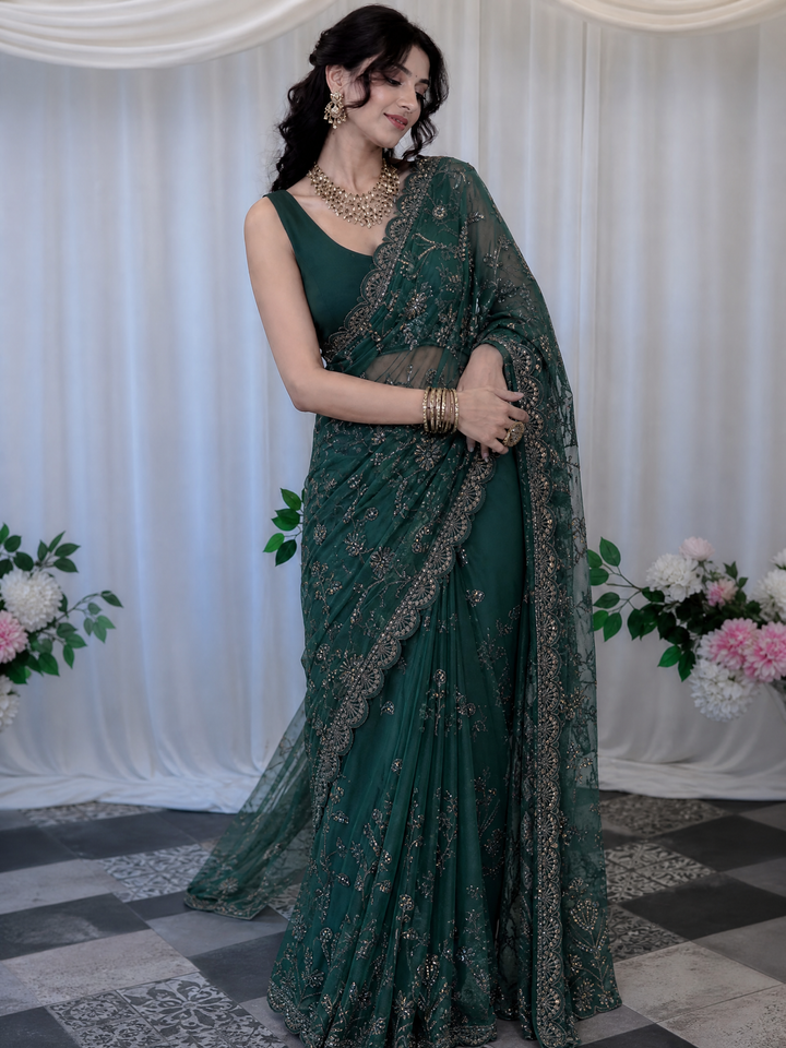Zarif Women Unstitched Embroidered Net 3 Piece Suit ZR26UFC ZMU 07 ZAYB - Festive Collection