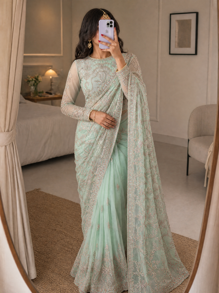 Zarif Women Unstitched Embroidered Net 3 Piece Suit ZR26UFC ZRN 03 SOPHIE - Festive Collection