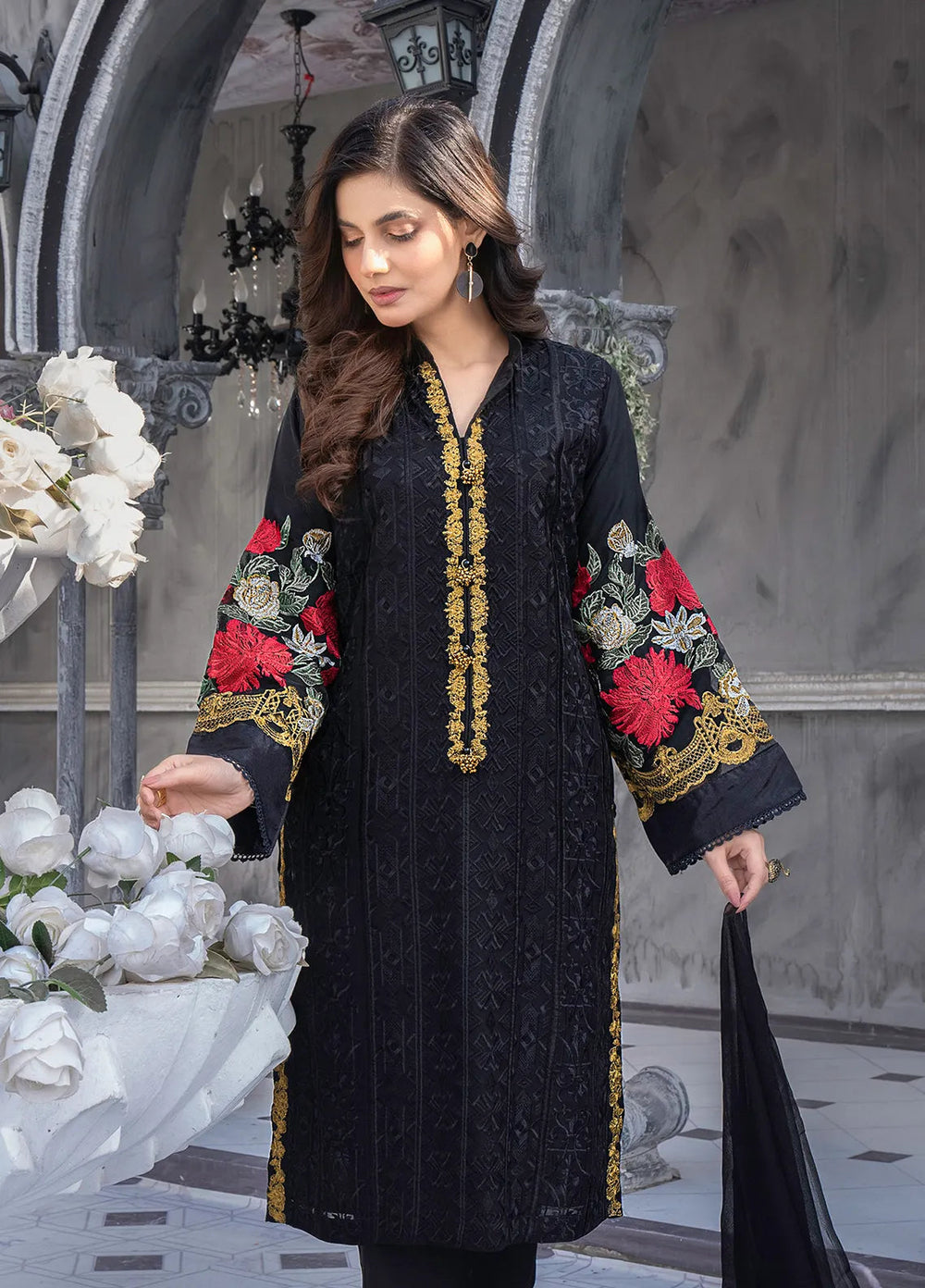 Sara Jahan Pret Embroidered Chiffon 3 Piece Suit Florence