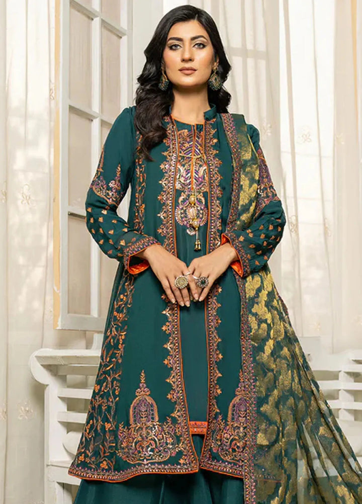Sara Jahan Pret Embroidered Chiffon 3 Piece Suit Mahpara