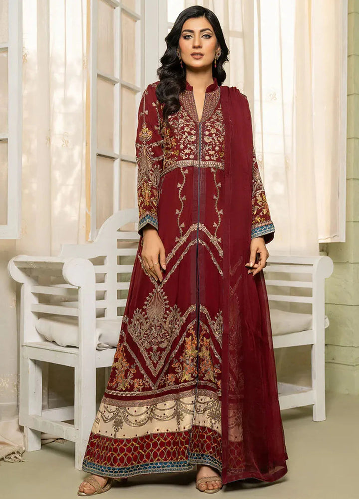 Sara Jahan Pret Embroidered Chiffon 3 Piece Suit Mehru