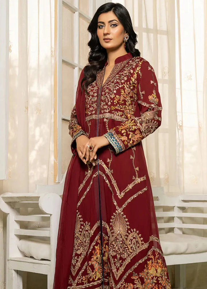 Sara Jahan Pret Embroidered Chiffon 3 Piece Suit Mehru