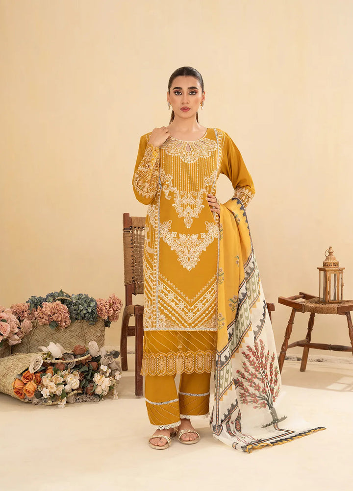 Sara Jahan Pret Embroidered Cotton 3 Piece Suit Dastoor
