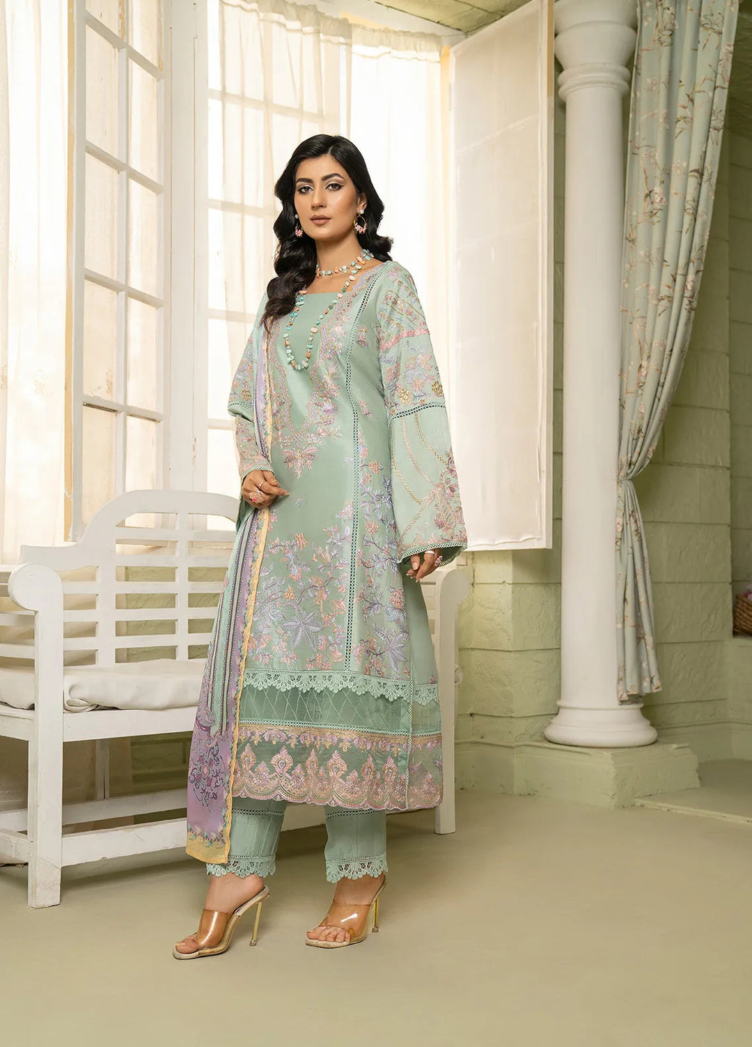 Sara Jahan Pret Embroidered Cotton 3 Piece Suit Hooriya