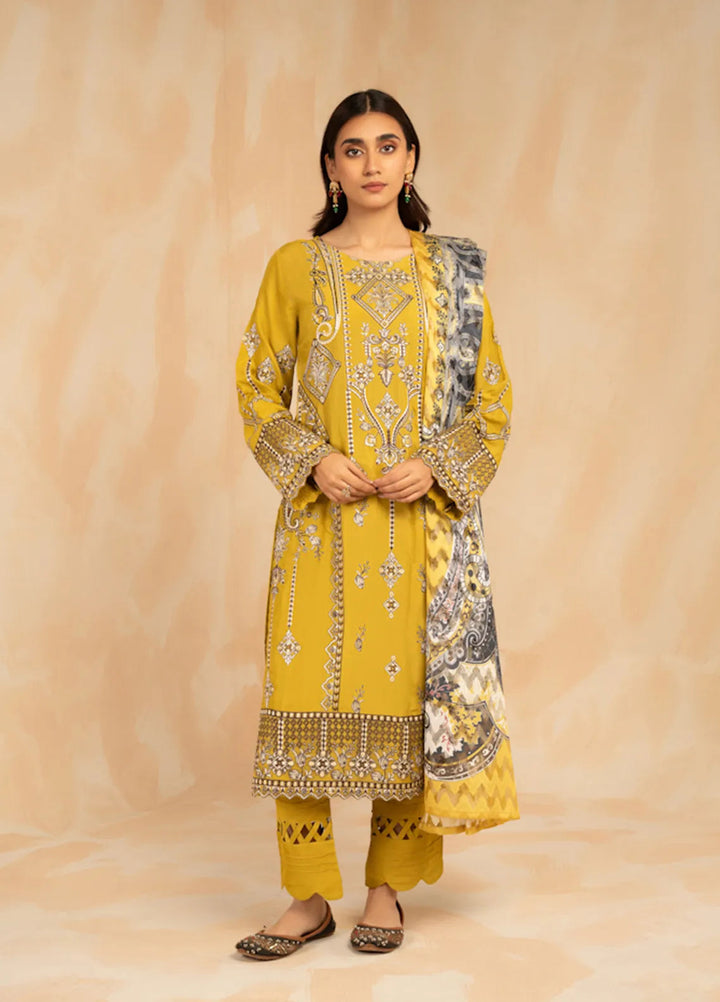 Sara Jahan Pret Embroidered Cotton 3 Piece Suit Marwa