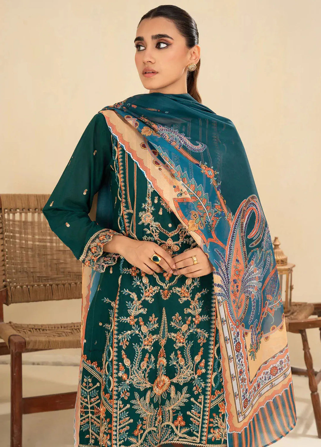 Sara Jahan Pret Embroidered Cotton 3 Piece Suit Nilofar