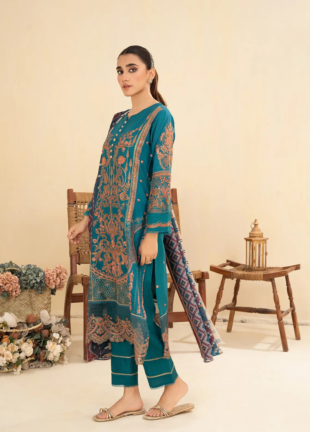 Sara Jahan Pret Embroidered Cotton 3 Piece Suit Safeera