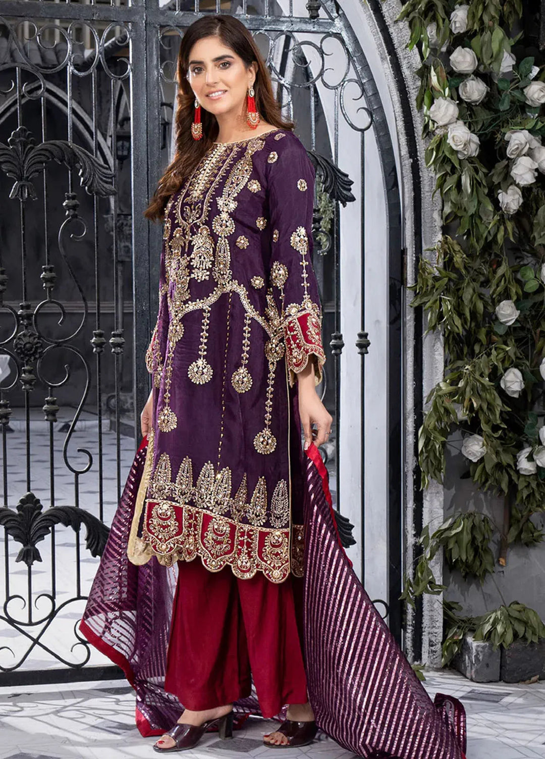 Sara Jahan Pret Embroidered Organza 3 Piece Suit Haseena
