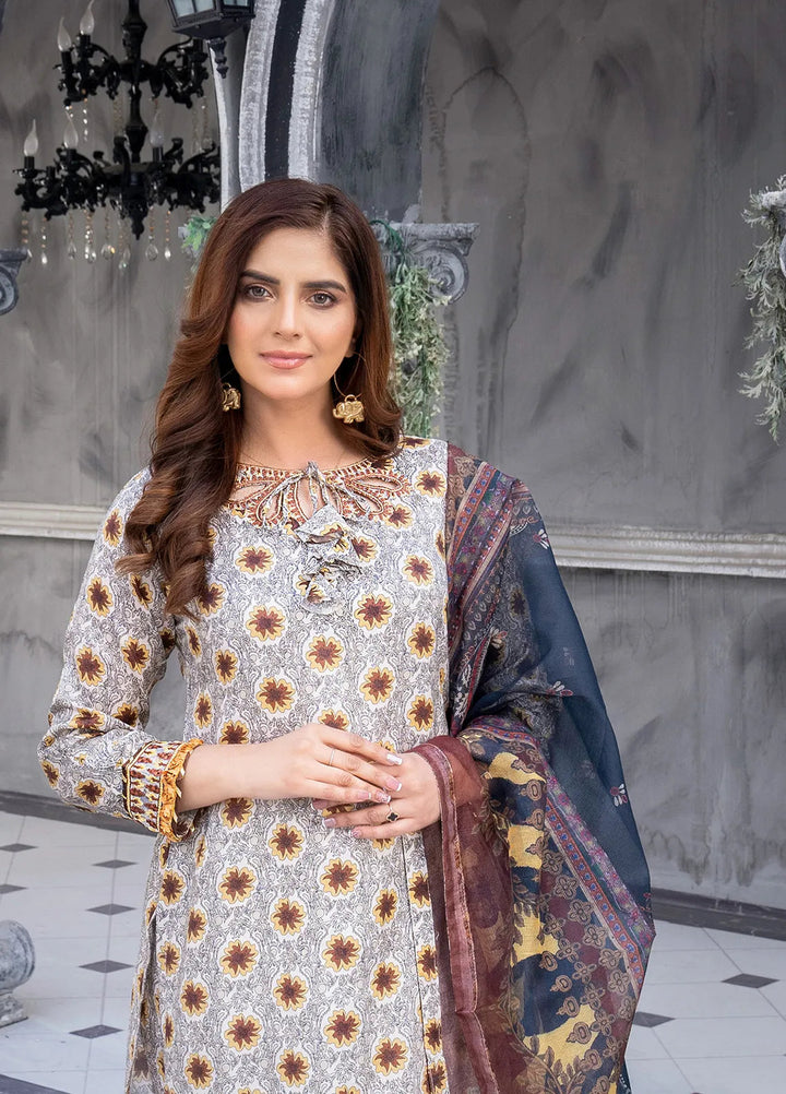 Sara Jahan Pret Printed Cotton 3 Piece Suit Monochrome