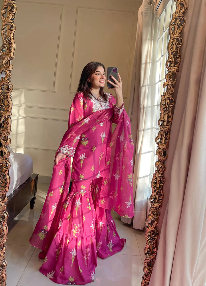 Sara Jahan Pret Printed Poly 3 Piece Suit Mushq