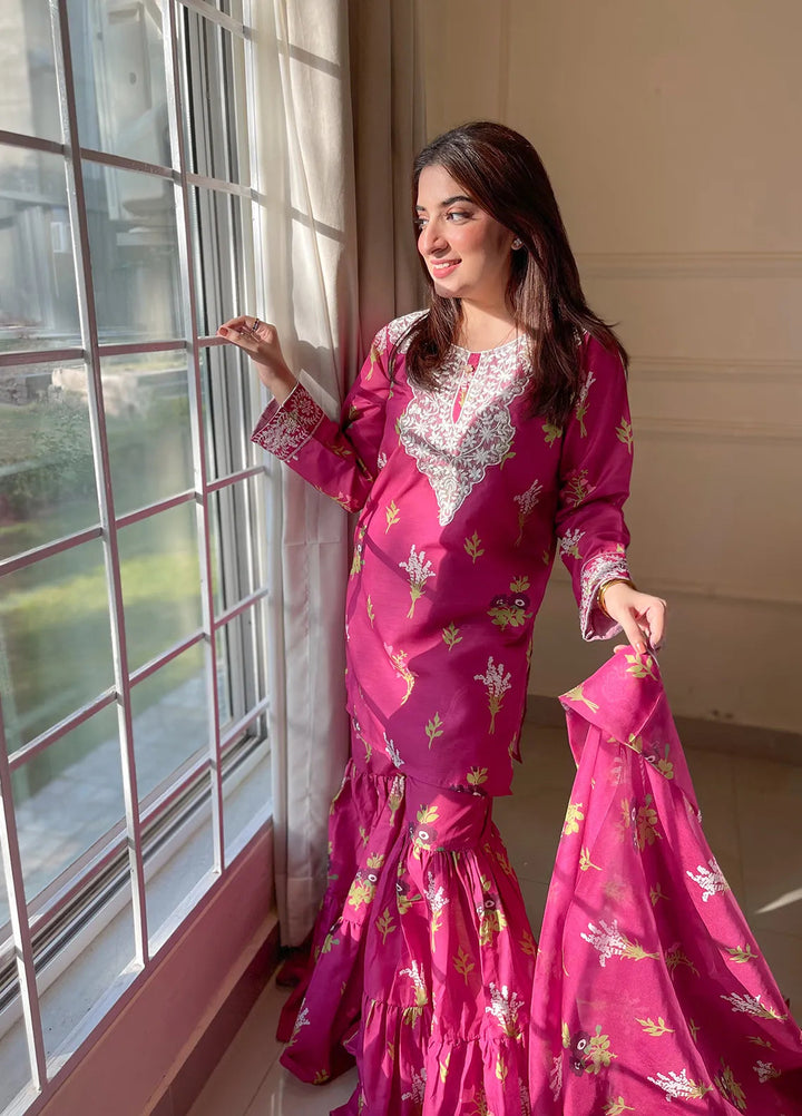 Sara Jahan Pret Printed Poly 3 Piece Suit Mushq