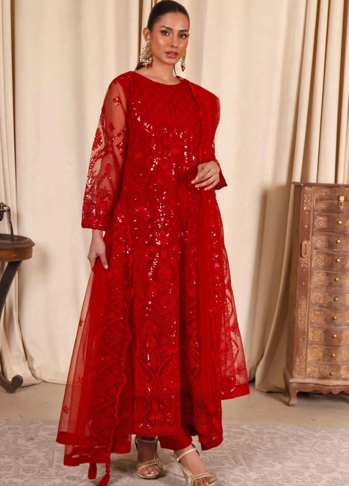Noor-e-Rang By Sara N Samia Embroidered Net Suits Unstitched 3 Piece SS23NR NR-02 - Festive Collection