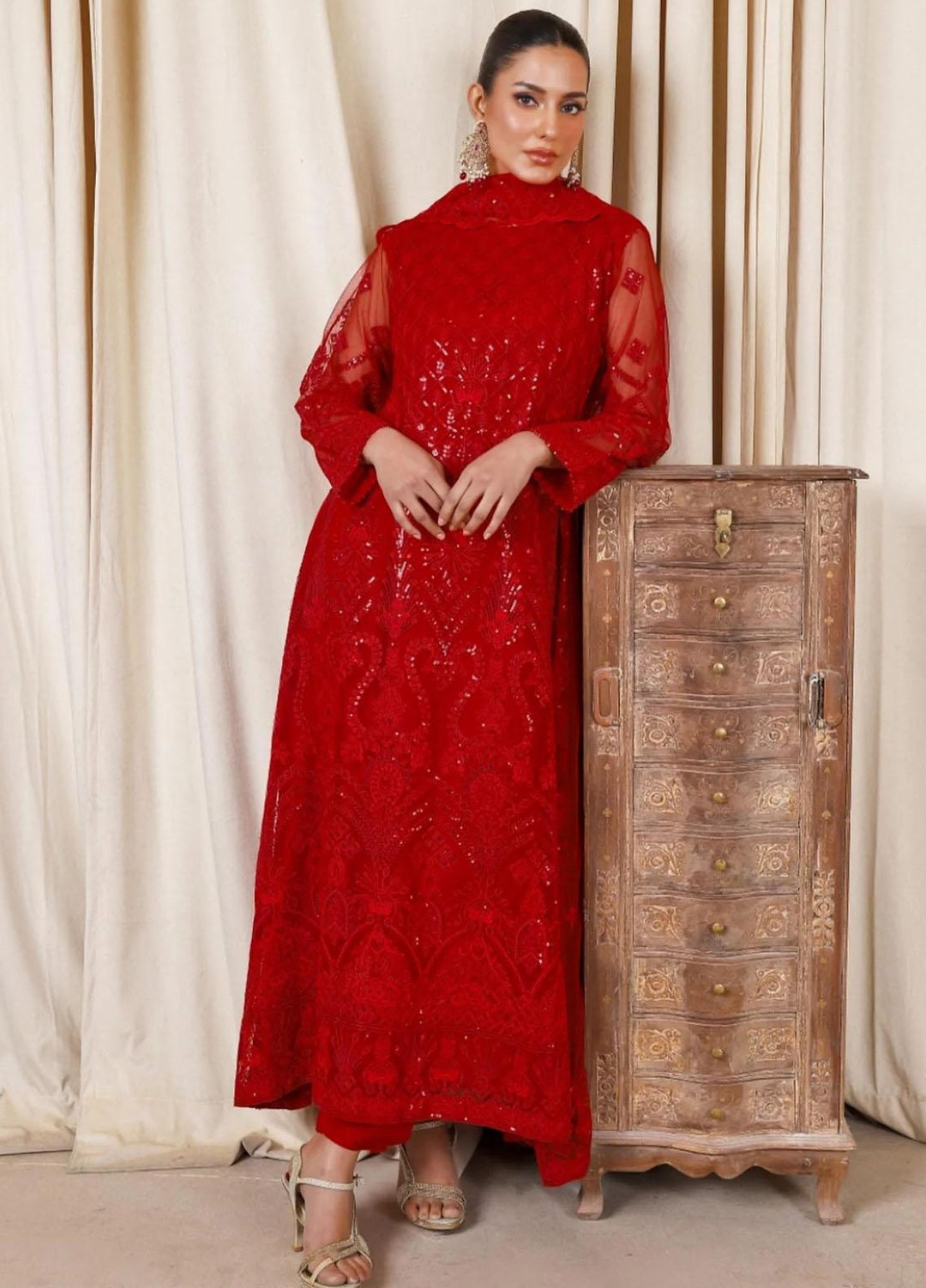 Noor-e-Rang By Sara N Samia Embroidered Net Suits Unstitched 3 Piece SS23NR NR-02 - Festive Collection