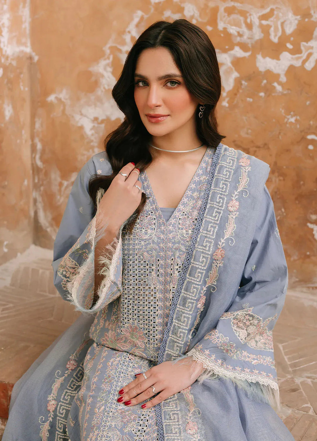 Sarang by Fiona Pret Embroidered Lawn 3 Piece Suit Aysel