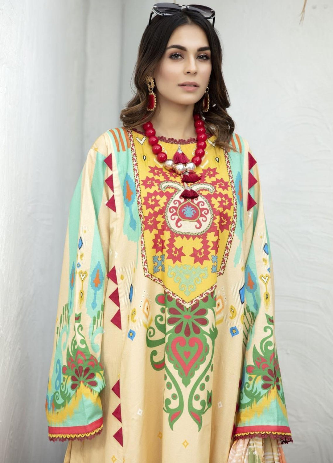 Sarang Prints by Ittehad Textiles Printed Lawn Suits Unstitched 3 Piece IT21SP 17 SP-ROUGE LVORY - Summer Collection