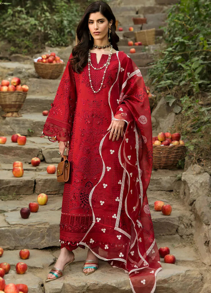 Sardinia Chikankari Lawn Suits Unstitched 3 Piece SRD25FL Crimson Bloom 805 - Luxury Collection