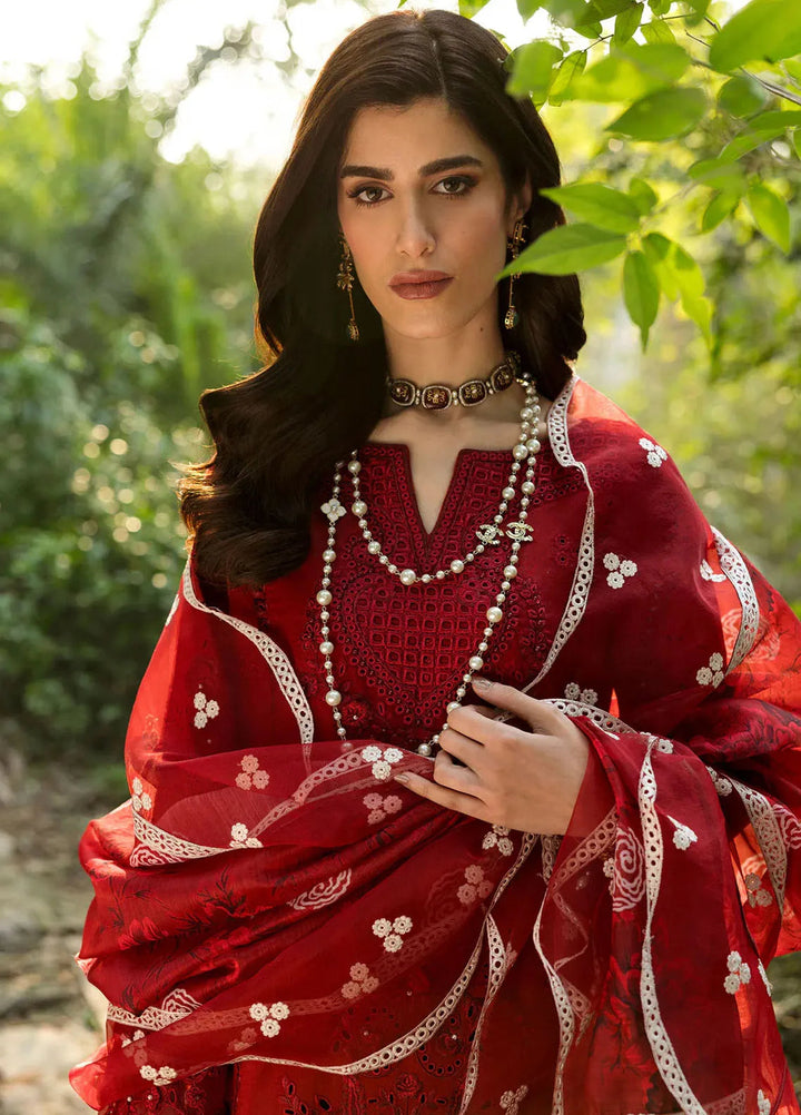 Sardinia Chikankari Lawn Suits Unstitched 3 Piece SRD25FL Crimson Bloom 805 - Luxury Collection
